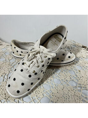 Ked's Kate Spade Size 8 Classic Black White Polka Dot Casual Sneakers